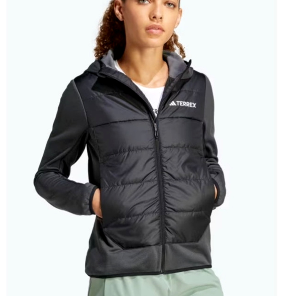 Adidas Womens M Terrex Hybrid Insulated Hiking Jacket $130 Puffer Black NEW